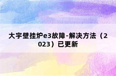 大宇壁挂炉e3故障-解决方法（2023）已更新