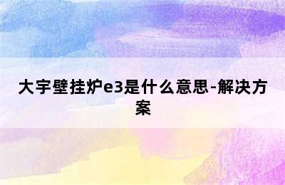 大宇壁挂炉e3是什么意思-解决方案