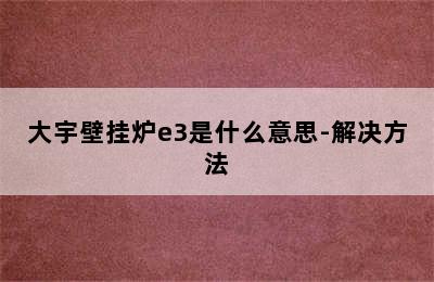 大宇壁挂炉e3是什么意思-解决方法