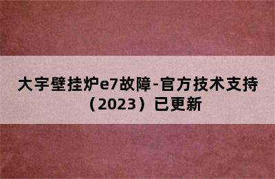 大宇壁挂炉e7故障-官方技术支持（2023）已更新