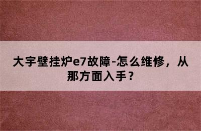 大宇壁挂炉e7故障-怎么维修，从那方面入手？