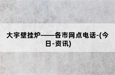 大宇壁挂炉——各市网点电话-(今日-资讯)