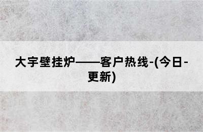 大宇壁挂炉——客户热线-(今日-更新)