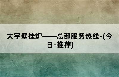 大宇壁挂炉——总部服务热线-(今日-推荐)