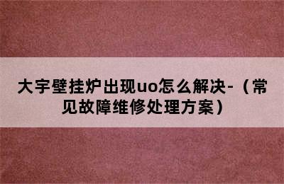 大宇壁挂炉出现uo怎么解决-（常见故障维修处理方案）