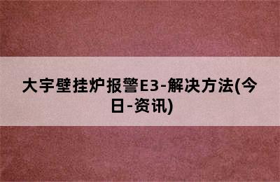 大宇壁挂炉报警E3-解决方法(今日-资讯)