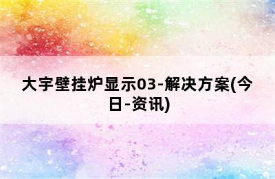 大宇壁挂炉显示03-解决方案(今日-资讯)