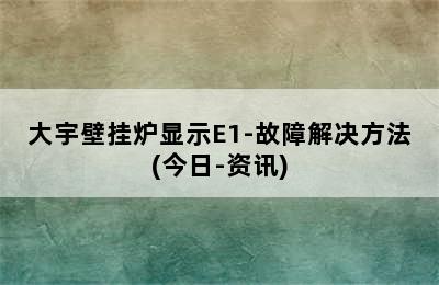 大宇壁挂炉显示E1-故障解决方法(今日-资讯)