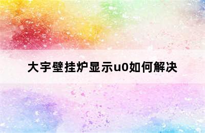 大宇壁挂炉显示u0如何解决