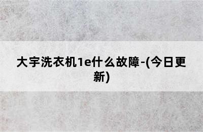 大宇洗衣机1e什么故障-(今日更新)