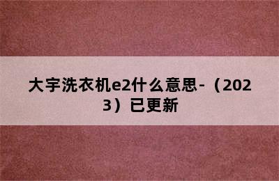 大宇洗衣机e2什么意思-（2023）已更新