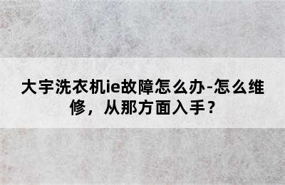 大宇洗衣机ie故障怎么办-怎么维修，从那方面入手？