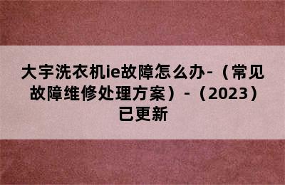 大宇洗衣机ie故障怎么办-（常见故障维修处理方案）-（2023）已更新