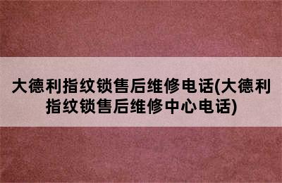 大德利指纹锁售后维修电话(大德利指纹锁售后维修中心电话)