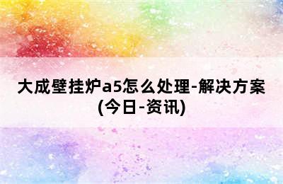 大成壁挂炉a5怎么处理-解决方案(今日-资讯)