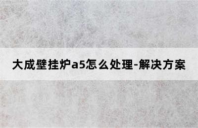 大成壁挂炉a5怎么处理-解决方案