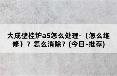 大成壁挂炉a5怎么处理-（怎么维修）？怎么消除？(今日-推荐)