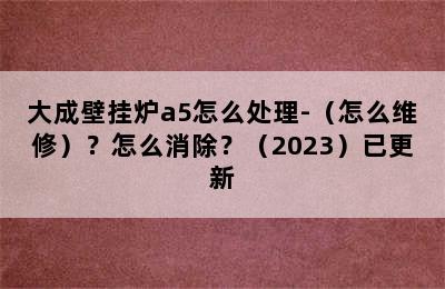 大成壁挂炉a5怎么处理-（怎么维修）？怎么消除？（2023）已更新