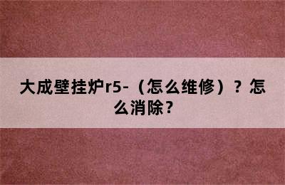 大成壁挂炉r5-（怎么维修）？怎么消除？