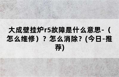 大成壁挂炉r5故障是什么意思-（怎么维修）？怎么消除？(今日-推荐)