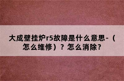 大成壁挂炉r5故障是什么意思-（怎么维修）？怎么消除？