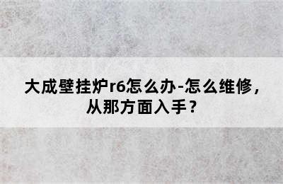 大成壁挂炉r6怎么办-怎么维修，从那方面入手？