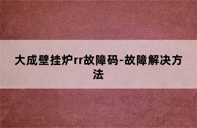 大成壁挂炉rr故障码-故障解决方法