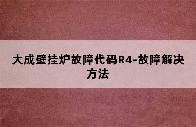 大成壁挂炉故障代码R4-故障解决方法