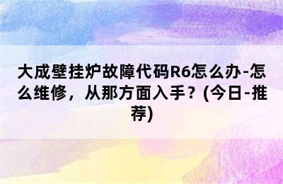 大成壁挂炉故障代码R6怎么办-怎么维修，从那方面入手？(今日-推荐)