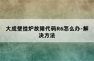 大成壁挂炉故障代码R6怎么办-解决方法