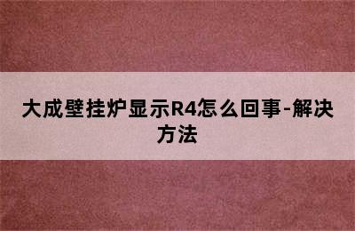 大成壁挂炉显示R4怎么回事-解决方法