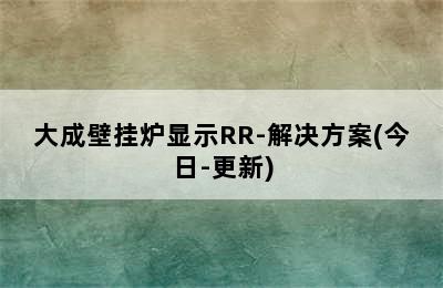 大成壁挂炉显示RR-解决方案(今日-更新)