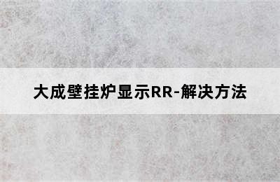 大成壁挂炉显示RR-解决方法