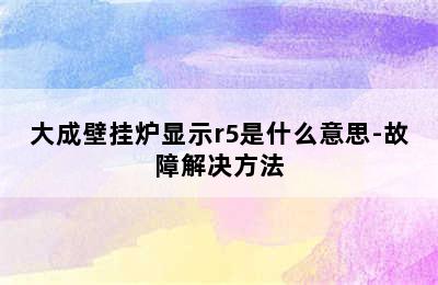 大成壁挂炉显示r5是什么意思-故障解决方法