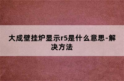 大成壁挂炉显示r5是什么意思-解决方法