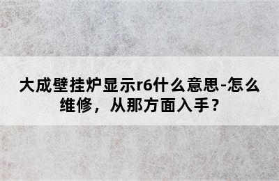 大成壁挂炉显示r6什么意思-怎么维修，从那方面入手？