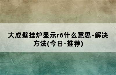 大成壁挂炉显示r6什么意思-解决方法(今日-推荐)