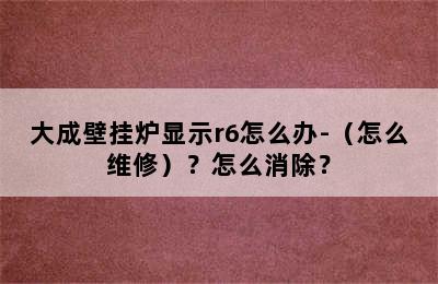 大成壁挂炉显示r6怎么办-（怎么维修）？怎么消除？