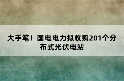 大手笔！国电电力拟收购201个分布式光伏电站