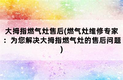 大拇指燃气灶售后(燃气灶维修专家：为您解决大拇指燃气灶的售后问题)