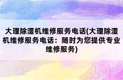 大理除湿机维修服务电话(大理除湿机维修服务电话：随时为您提供专业维修服务)