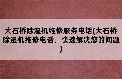 大石桥除湿机维修服务电话(大石桥除湿机维修电话，快速解决您的问题)