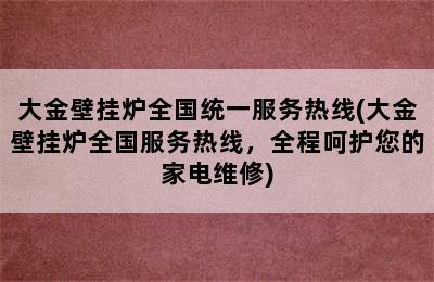 大金壁挂炉全国统一服务热线(大金壁挂炉全国服务热线，全程呵护您的家电维修)