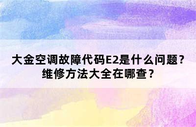 大金空调故障代码E2是什么问题？维修方法大全在哪查？