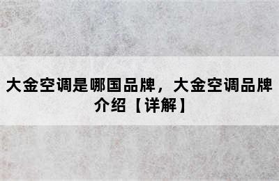 大金空调是哪国品牌，大金空调品牌介绍【详解】