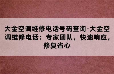 大金空调维修电话号码查询-大金空调维修电话：专家团队，快速响应，修复省心