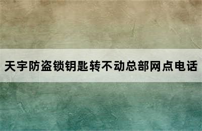 天宇防盗锁钥匙转不动总部网点电话