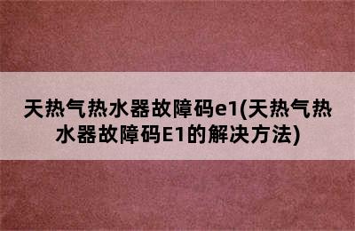 天热气热水器故障码e1(天热气热水器故障码E1的解决方法)