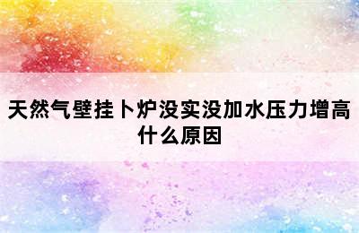 天然气壁挂卜炉没实没加水压力增高什么原因