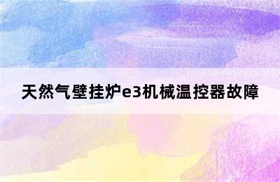 天然气壁挂炉e3机械温控器故障